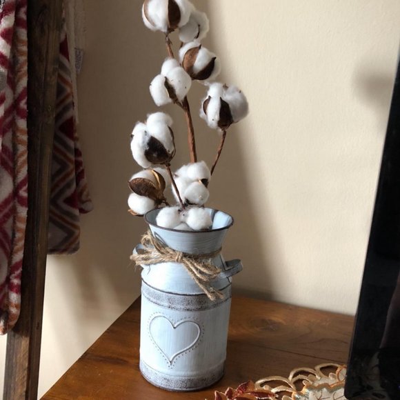 Decorative Metal Vase Farmhouse Decor Rustic Cottage Mantel Table Decoration Can - Picture 6 of 10